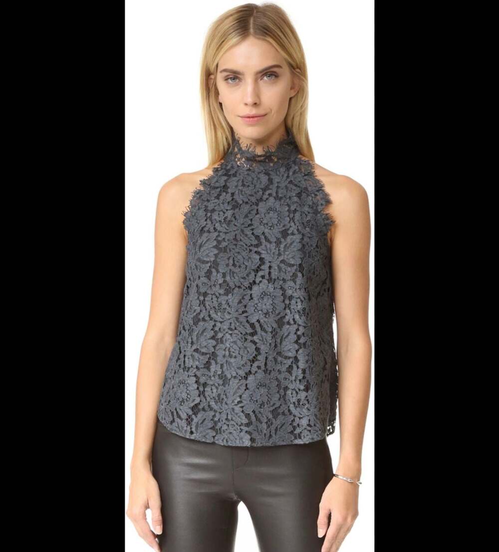 Luxe Lace Halter Mock Neck Top | Quiet Luxury Romantic Goth